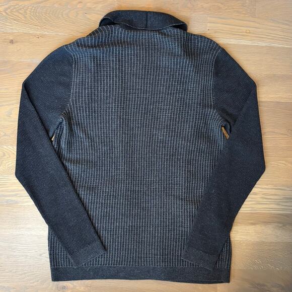 John Varvatos Shawl Collar Cardigan Sweater Wool Blend Charcoal Mens Size Large - Picture 6 of 8